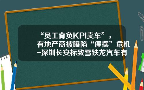 “员工背负KPI卖车”，有地产商被曝陷“停摆”危机-深圳长安标致雪铁龙汽车有限公司.