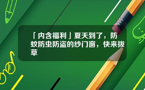 「内含福利」夏天到了，防蚊防虫防盗的纱门窗，快来拔草