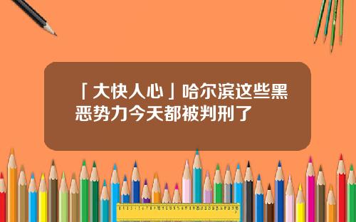 「大快人心」哈尔滨这些黑恶势力今天都被判刑了