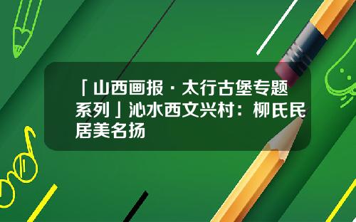 「山西画报·太行古堡专题系列」沁水西文兴村：柳氏民居美名扬