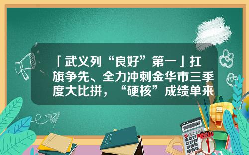 「武义列“良好”第一」扛旗争先、全力冲刺金华市三季度大比拼，“硬核”成绩单来了→