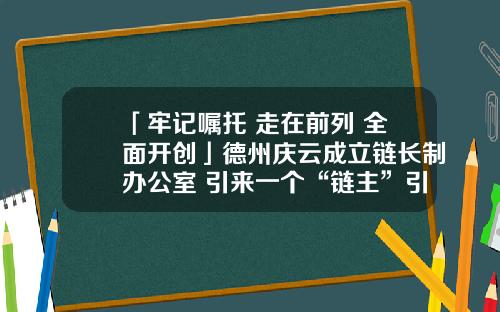 「牢记嘱托 走在前列 全面开创」德州庆云成立链长制办公室 引来一个“链主”引领一个产业