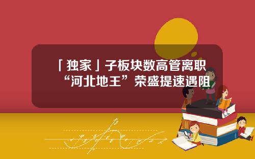 「独家」子板块数高管离职 “河北地王”荣盛提速遇阻