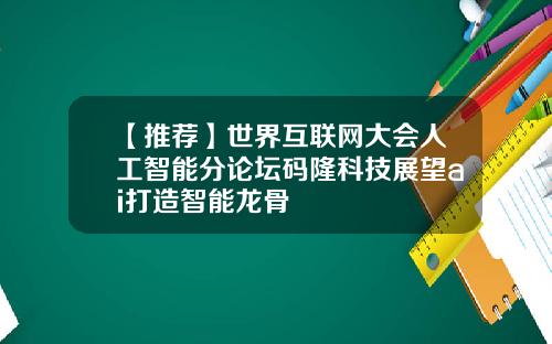 【推荐】世界互联网大会人工智能分论坛码隆科技展望ai打造智能龙骨