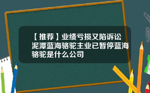 【推荐】业绩亏损又陷诉讼泥潭蓝海骆驼主业已暂停蓝海骆驼是什么公司