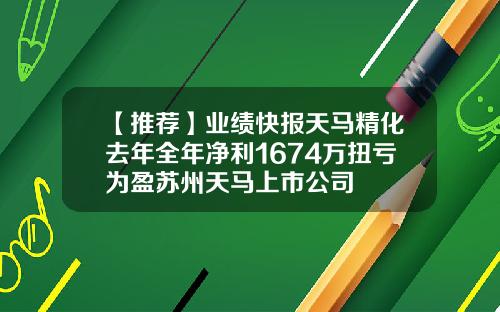 【推荐】业绩快报天马精化去年全年净利1674万扭亏为盈苏州天马上市公司