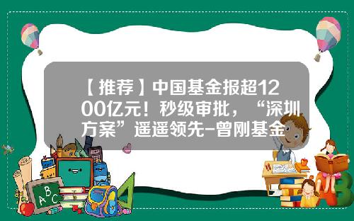 【推荐】中国基金报超1200亿元！秒级审批，“深圳方案”遥遥领先-曾刚基金