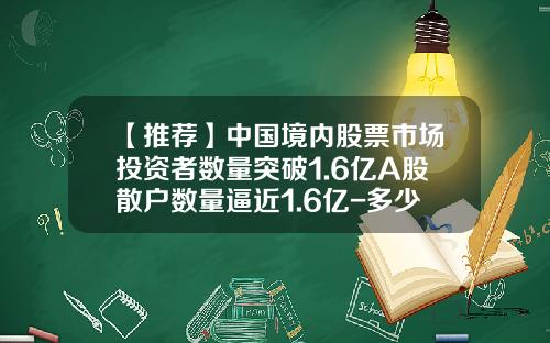 【推荐】中国境内股票市场投资者数量突破1.6亿A股散户数量逼近1.6亿-多少为散户