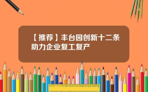 【推荐】丰台园创新十二条助力企业复工复产