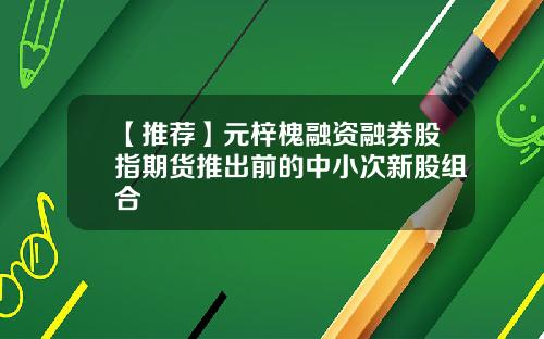 【推荐】元梓槐融资融券股指期货推出前的中小次新股组合