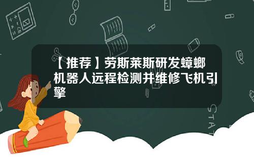 【推荐】劳斯莱斯研发蟑螂机器人远程检测并维修飞机引擎