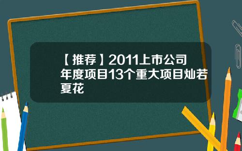 【推荐】2011上市公司年度项目13个重大项目灿若夏花