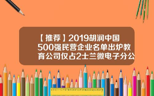 【推荐】2019胡润中国500强民营企业名单出炉教育公司仅占2士兰微电子分公司