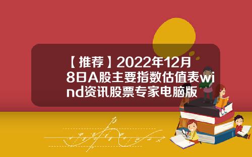 【推荐】2022年12月8日A股主要指数估值表wind资讯股票专家电脑版