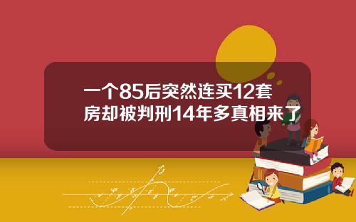 一个85后突然连买12套房却被判刑14年多真相来了