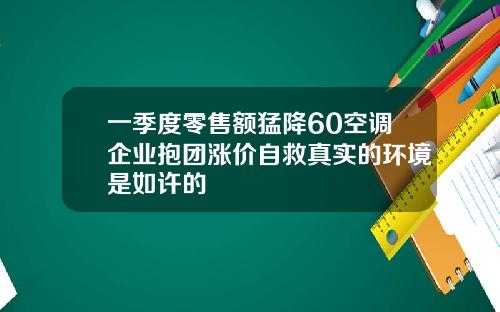 一季度零售额猛降60空调企业抱团涨价自救真实的环境是如许的
