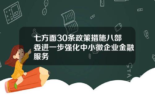 七方面30条政策措施八部委进一步强化中小微企业金融服务