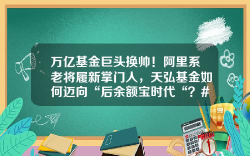 万亿基金巨头换帅！阿里系老将履新掌门人，天弘基金如何迈向“后余额宝时代“？#热点复盘#-天弘基金的幕后老板