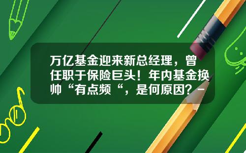 万亿基金迎来新总经理，曾任职于保险巨头！年内基金换帅“有点频“，是何原因？-李涌基金