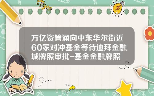 万亿资管涌向中东华尔街近60家对冲基金等待迪拜金融城牌照审批-基金金融牌照