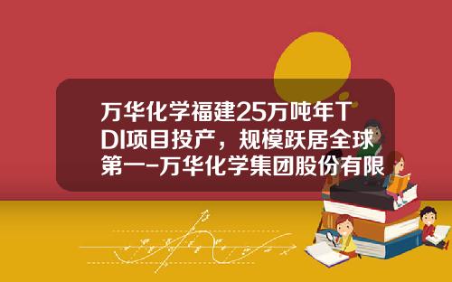 万华化学福建25万吨年TDI项目投产，规模跃居全球第一-万华化学集团股份有限公司