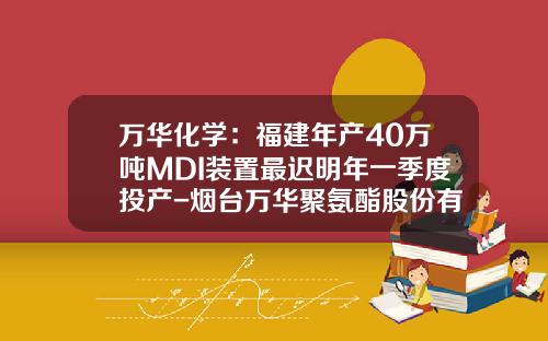 万华化学：福建年产40万吨MDI装置最迟明年一季度投产-烟台万华聚氨酯股份有限公司