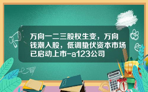 万向一二三股权生变，万向钱潮入股，低调蛰伏资本市场已启动上市-a123公司