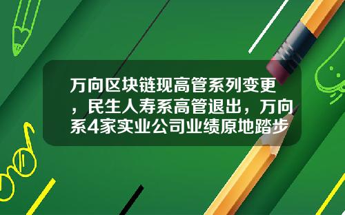 万向区块链现高管系列变更，民生人寿系高管退出，万向系4家实业公司业绩原地踏步或逐年下滑-万向系上市公司