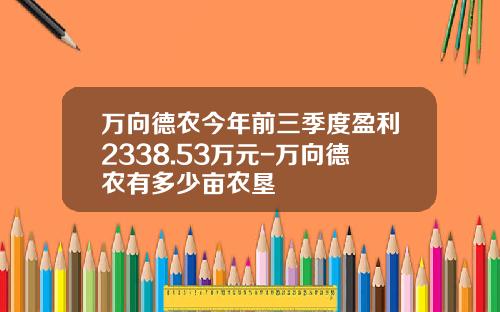 万向德农今年前三季度盈利2338.53万元-万向德农有多少亩农垦