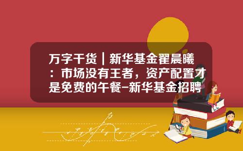 万字干货｜新华基金翟晨曦：市场没有王者，资产配置才是免费的午餐-新华基金招聘