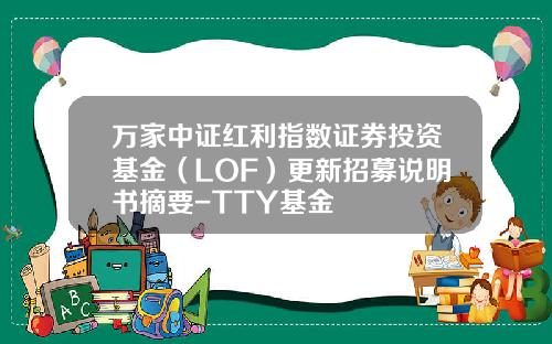 万家中证红利指数证券投资基金（LOF）更新招募说明书摘要-TTY基金