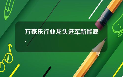 万家乐行业龙头进军新能源.