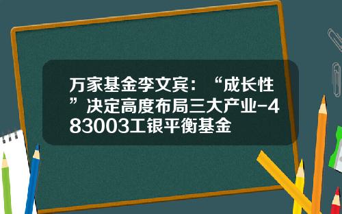 万家基金李文宾：“成长性”决定高度布局三大产业-483003工银平衡基金