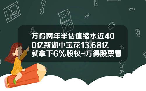 万得两年半估值缩水近400亿新湖中宝花13.68亿就拿下6%股权-万得股票看不到资讯
