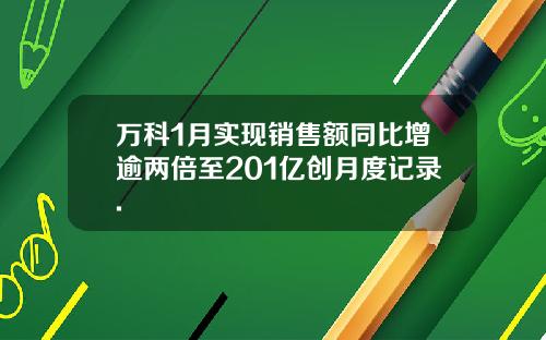 万科1月实现销售额同比增逾两倍至201亿创月度记录.