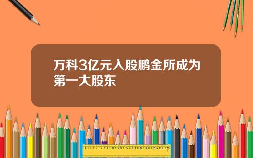 万科3亿元入股鹏金所成为第一大股东