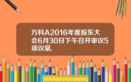万科A2016年度股东大会6月30日下午召开审议5项议案.