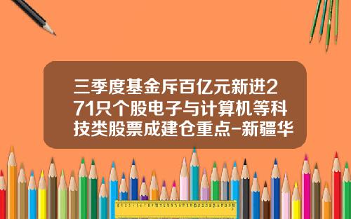 三季度基金斥百亿元新进271只个股电子与计算机等科技类股票成建仓重点-新疆华孚恒丰棉业有限公司
