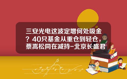三安光电这波定增何处吸金？40只基金从重仓到轻仓，蔡嵩松同在减持-北京长盛君安资产管理有限公司