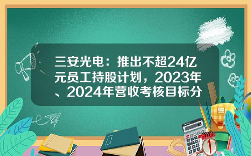 三安光电：推出不超24亿元员工持股计划，2023年、2024年营收考核目标分别不低于140亿元、150亿元-员工持股不超过多少