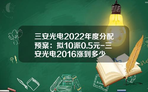 三安光电2022年度分配预案：拟10派0.5元-三安光电2016涨到多少