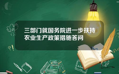三部门就国务院进一步扶持农业生产政策措施答问