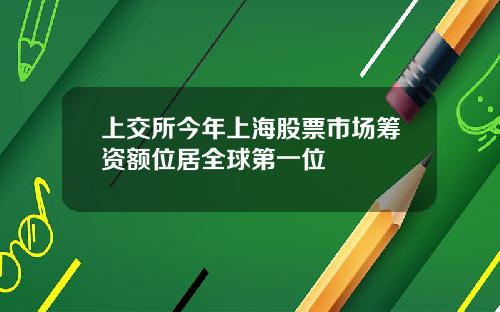 上交所今年上海股票市场筹资额位居全球第一位