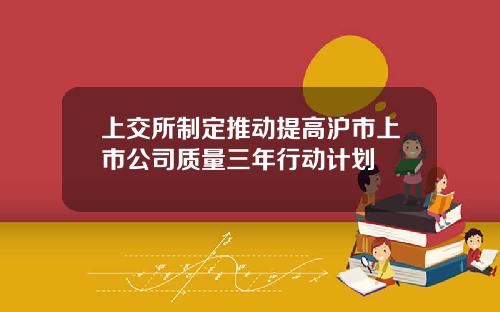 上交所制定推动提高沪市上市公司质量三年行动计划
