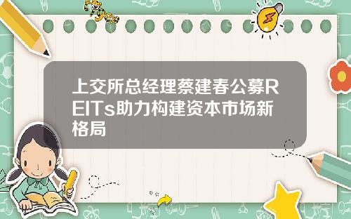 上交所总经理蔡建春公募REITs助力构建资本市场新格局