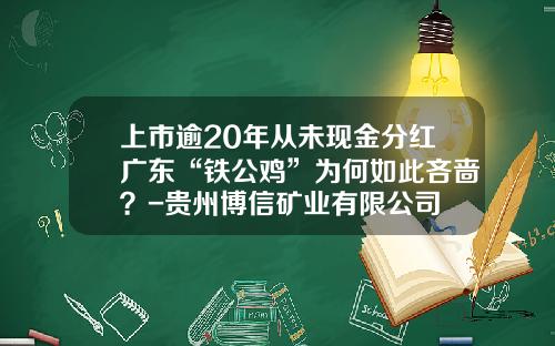上市逾20年从未现金分红广东“铁公鸡”为何如此吝啬？-贵州博信矿业有限公司