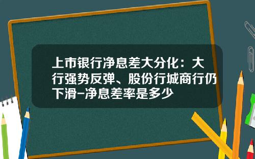 上市银行净息差大分化：大行强势反弹、股份行城商行仍下滑-净息差率是多少