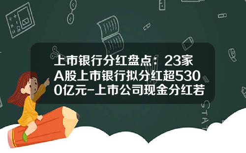 上市银行分红盘点：23家A股上市银行拟分红超5300亿元-上市公司现金分红若干规定的决定
