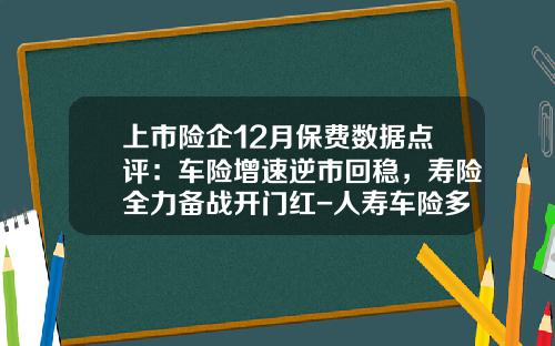 上市险企12月保费数据点评：车险增速逆市回稳，寿险全力备战开门红-人寿车险多少钱【新闻】.