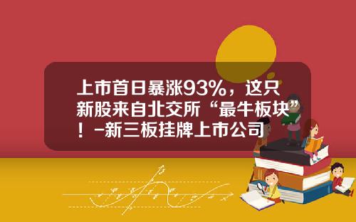 上市首日暴涨93%，这只新股来自北交所“最牛板块”！-新三板挂牌上市公司